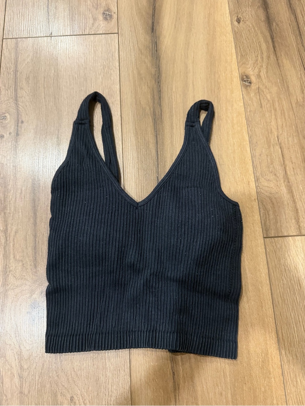 Dry Goods Black Ribbed V-Neck Tank Top